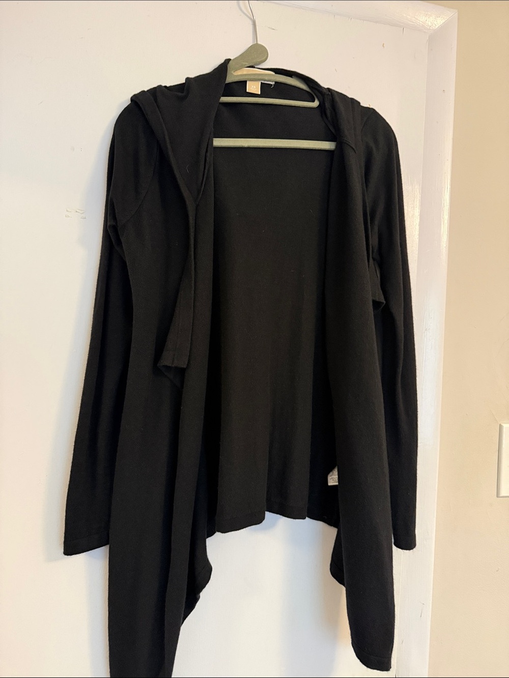 Black Hooded Open Front Cardigan by Michael Kor